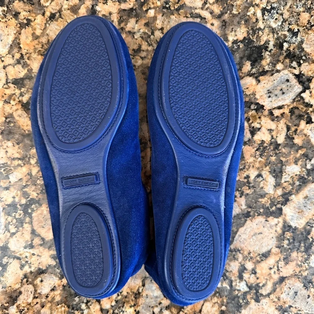 Tory Burch mini travel navy suede ballet flats